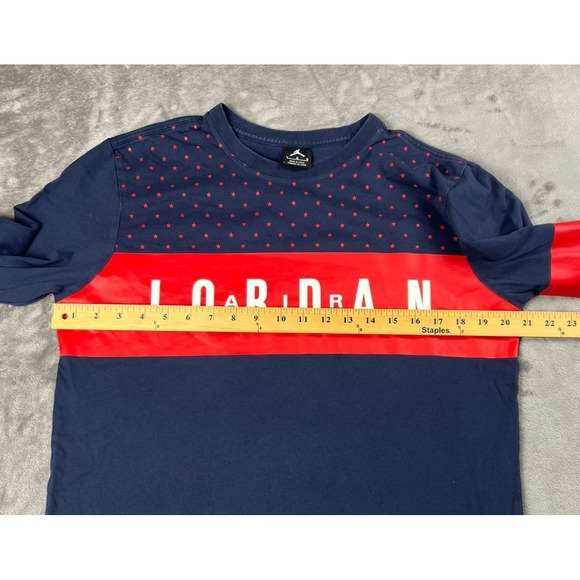 Air Jordan Shirt Men's Large Navy Graphic Logo 1992 Long Sleeve Pullover - Picture 5 of 9